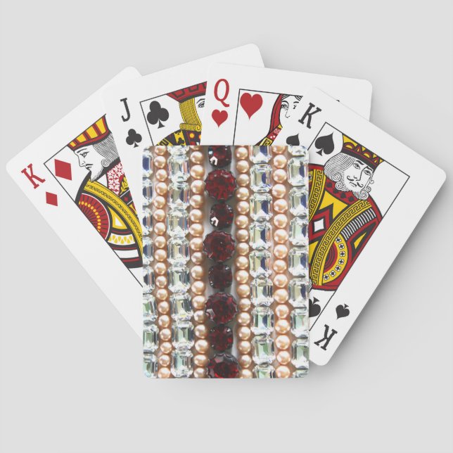 Rhinestones and pearls - vintage jewelry poker cards (Back)