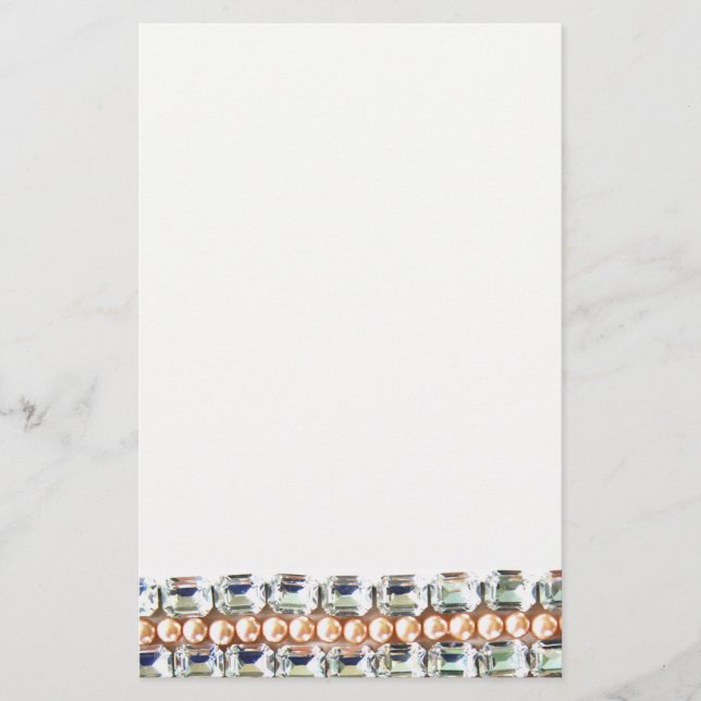 Rhinestones and pearls - vintage jewelry stationery (Front)