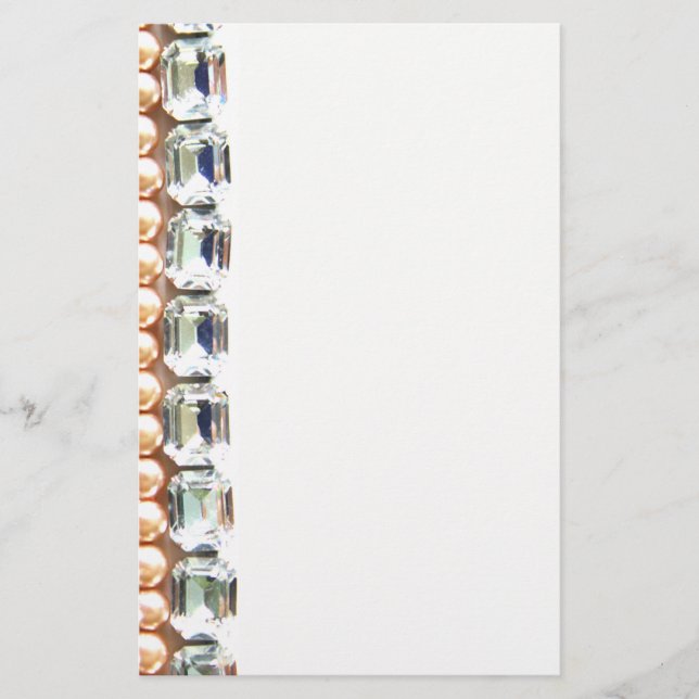 Rhinestones and pearls - vintage jewelry stationery (Front)
