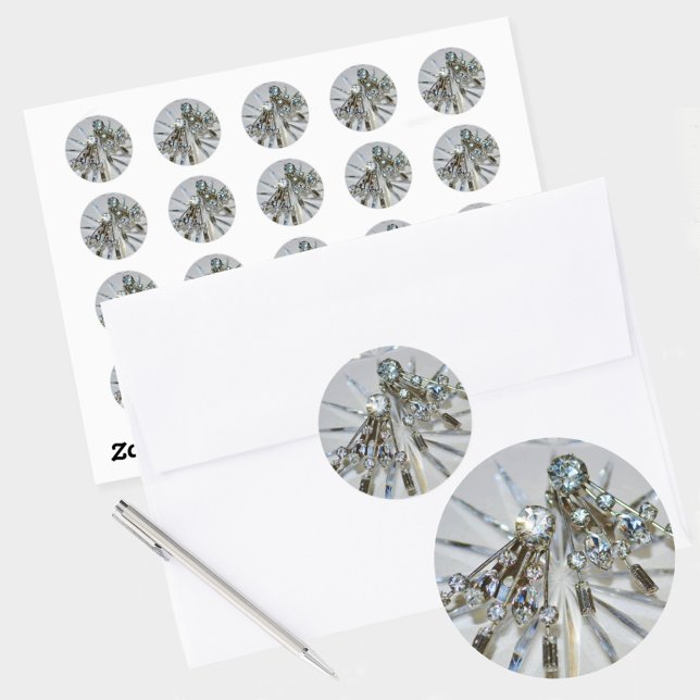 Rhinestones Art Deco Elegant Retro Glam Classic Round Sticker (Creator Uploaded)