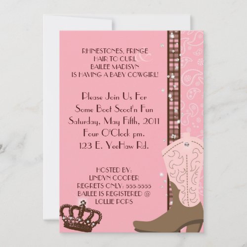 RHINESTONES, FRINGE &amp; PINK 2 COWGIRLS Invitation