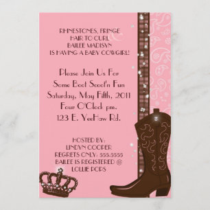 RHINESTONES, FRINGE & PINK COWGIRLS Invitation