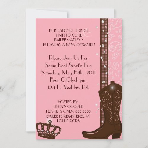 RHINESTONES, FRINGE &amp; PINK COWGIRLS Invitation