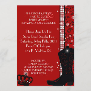 RHINESTONES, FRINGE & RED COWGIRLS Invitation