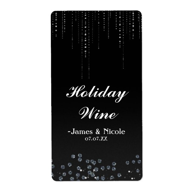 Rhinestones Glitter Bling Diamond Party Wine Label (Front)