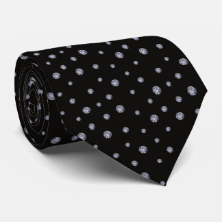 Rhinestones on black neck tie