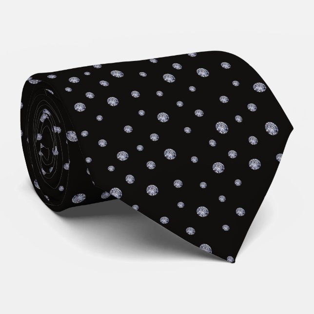 Rhinestones on black neck tie (Rolled)