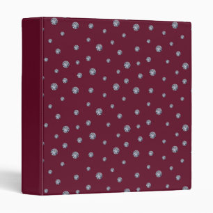 Rhinestones on dark red 3 ring binder
