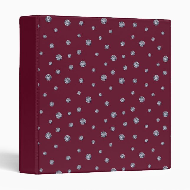 Rhinestones on dark red 3 ring binder (Front/Spine)