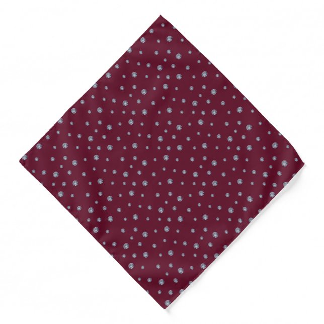 Rhinestones on dark red bandana (Front)