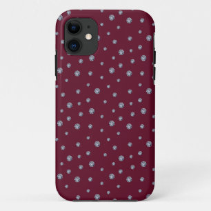 Rhinestones on dark red iPhone 11 case