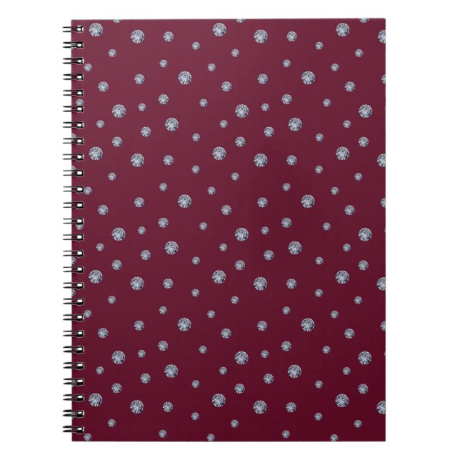 Rhinestones on dark red notebook (Front)