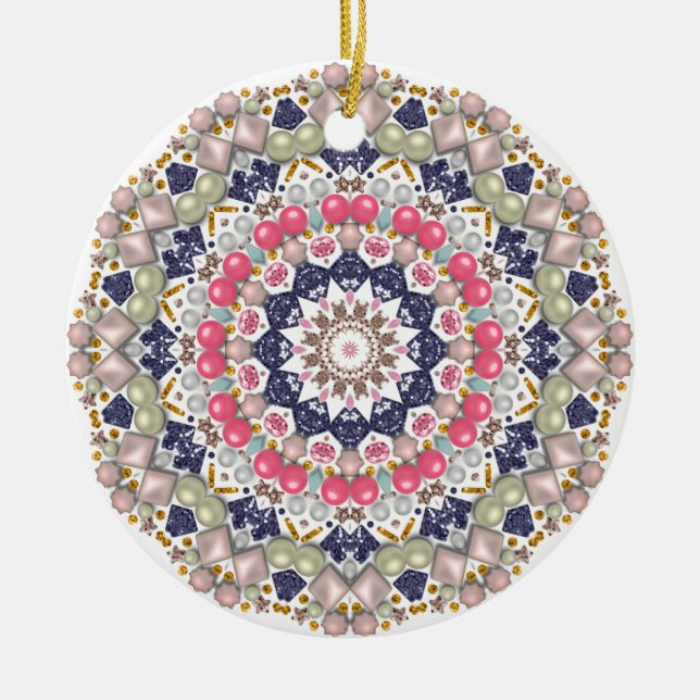 Rhinestones, sequins, confetti ceramic ornament (Front)