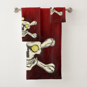 Rhinestones Skull & Crossbones Bathroom Towel Set
