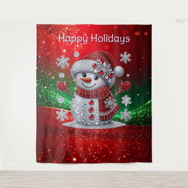 Rhinestones Snowman Holiday Backdrop (Front)