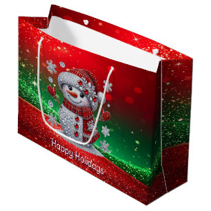 Rhinestones Snowman Holiday Gift Bag