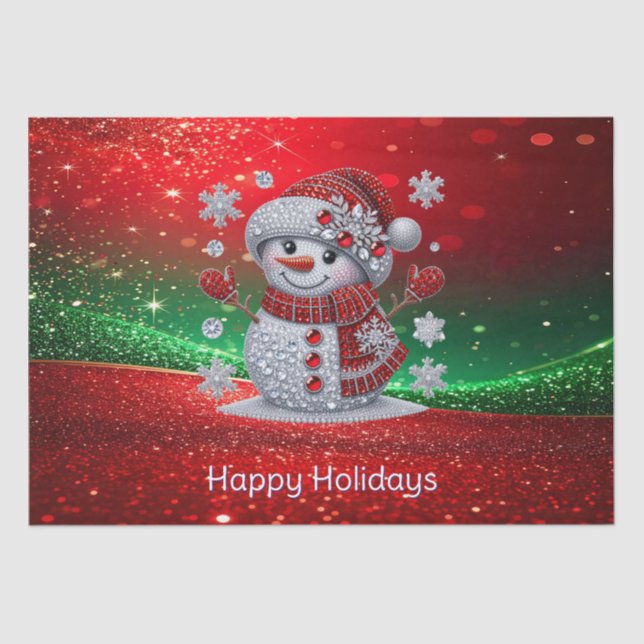 Rhinestones Snowman Holiday Tissue Paper (Front)