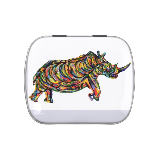 Rhino Abstract Jelly Belly Candy Tin (Top)