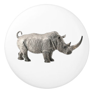Rhino African Animal Jungle Drawer Ceramic Knob