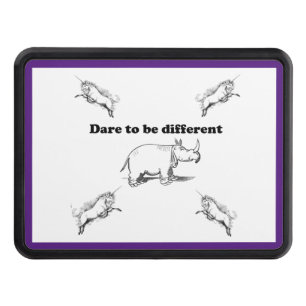 Rhino Among Unicorns Dare to be Different Cartoon Hitch Cover