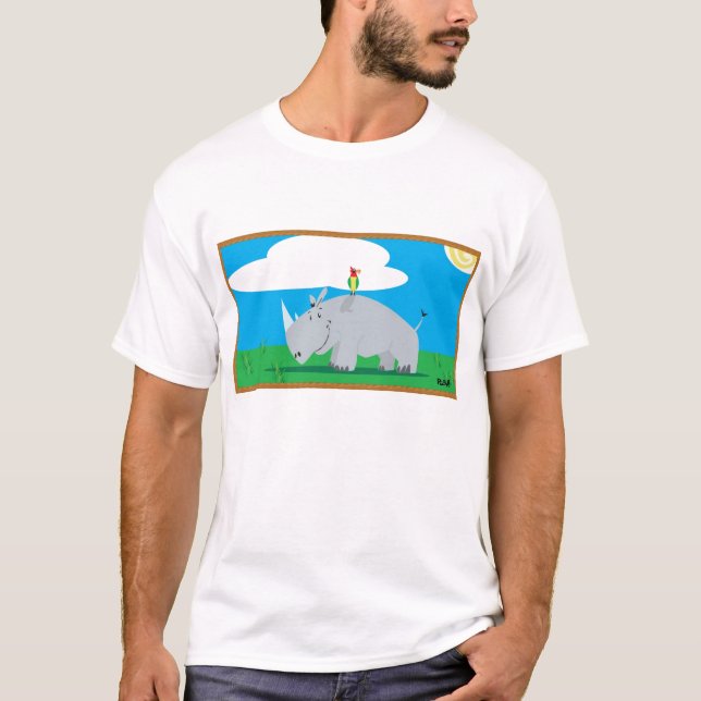 Rhino and Bird T-Shirt (Front)