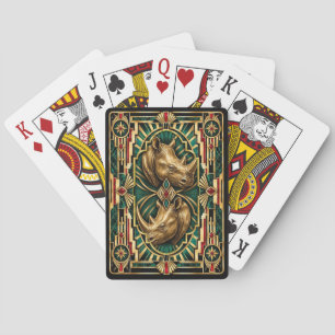 Rhino, Art Deco Wildlife Poker Cards