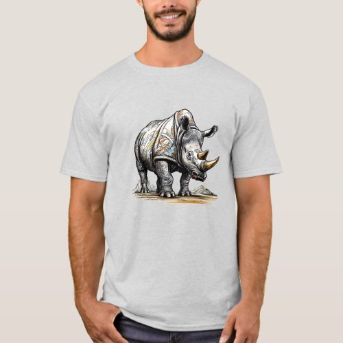 Rhino Art Work for T_Shirt Vector Printing