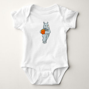Rhino as Basketball player with Basketball Baby Bodysuit