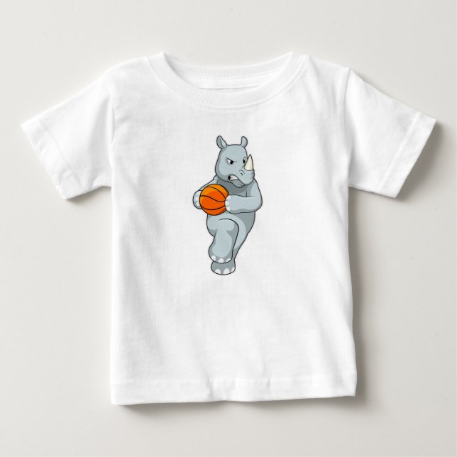 Rhino as Basketball player with Basketball Baby T-Shirt (Front)