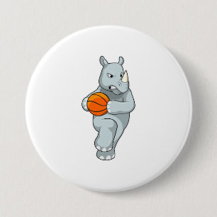 Rhino as Basketball player with Basketball Button