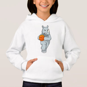Rhino as Basketball player with Basketball Hoodie