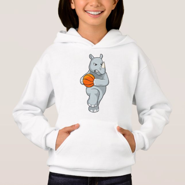 Rhino as Basketball player with Basketball Hoodie (Front)