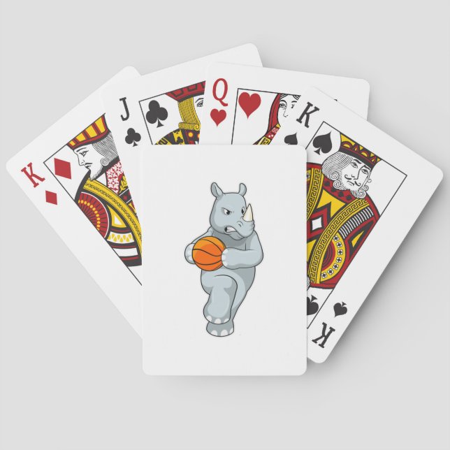 Rhino as Basketball player with Basketball Poker Cards (Back)