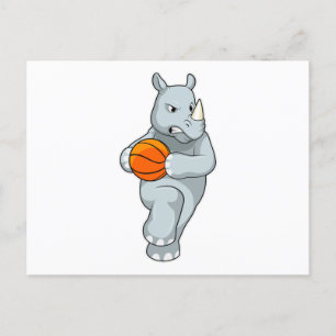 Rhino as Basketball player with Basketball Postcard