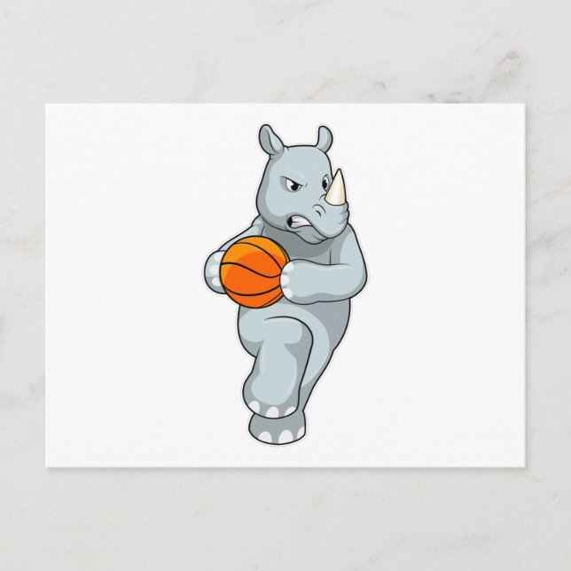 Rhino as Basketball player with Basketball Postcard (Front)
