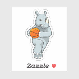 Rhino as Basketball player with Basketball Sticker