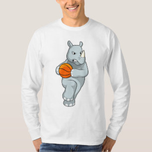 Rhino as Basketball player with Basketball T-Shirt