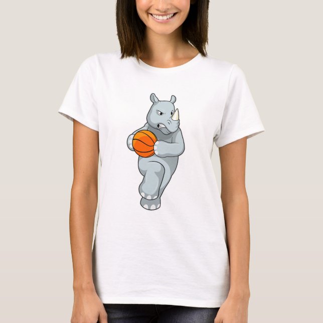 Rhino as Basketball player with Basketball T-Shirt (Front)