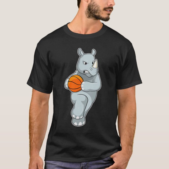 Rhino as Basketball player with Basketball T-Shirt (Front)