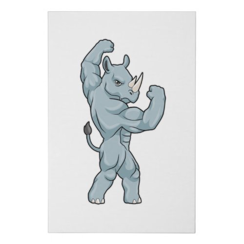 Rhino as Bodybuilder extreme Faux Canvas Print