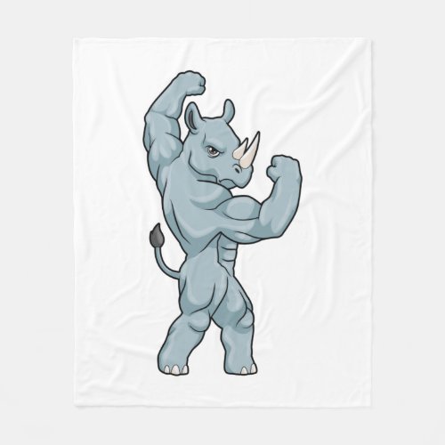 Rhino as Bodybuilder extreme Fleece Blanket