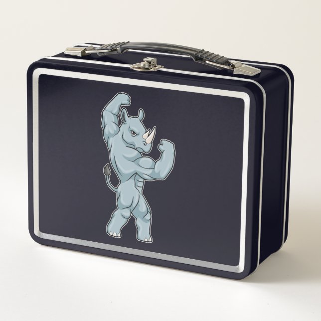 Rhino as Bodybuilder extreme Metal Lunch Box (Front)