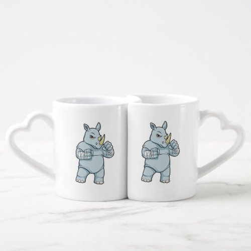 Rhino as Boxer at Boxing Coffee Mug Set