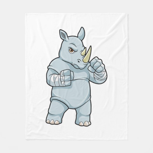Rhino as Boxer at Boxing Fleece Blanket (Front)