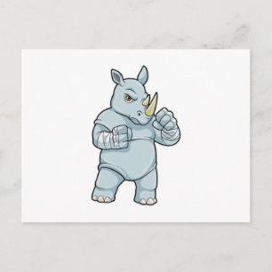Rhino as Boxer at Boxing Postcard