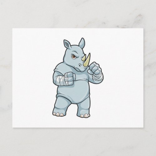 Rhino as Boxer at Boxing Postcard