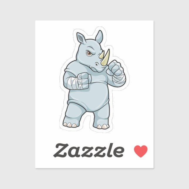 Rhino as Boxer at Boxing Sticker (Sheet)