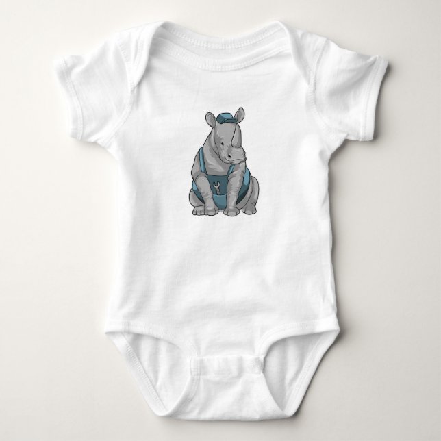 Rhino as Craftsman with Wrench Baby Bodysuit (Front)