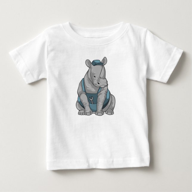 Rhino as Craftsman with Wrench Baby T-Shirt (Front)