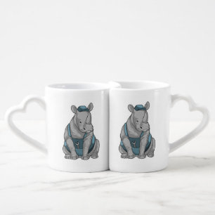 Rhino as Craftsman with Wrench Coffee Mug Set